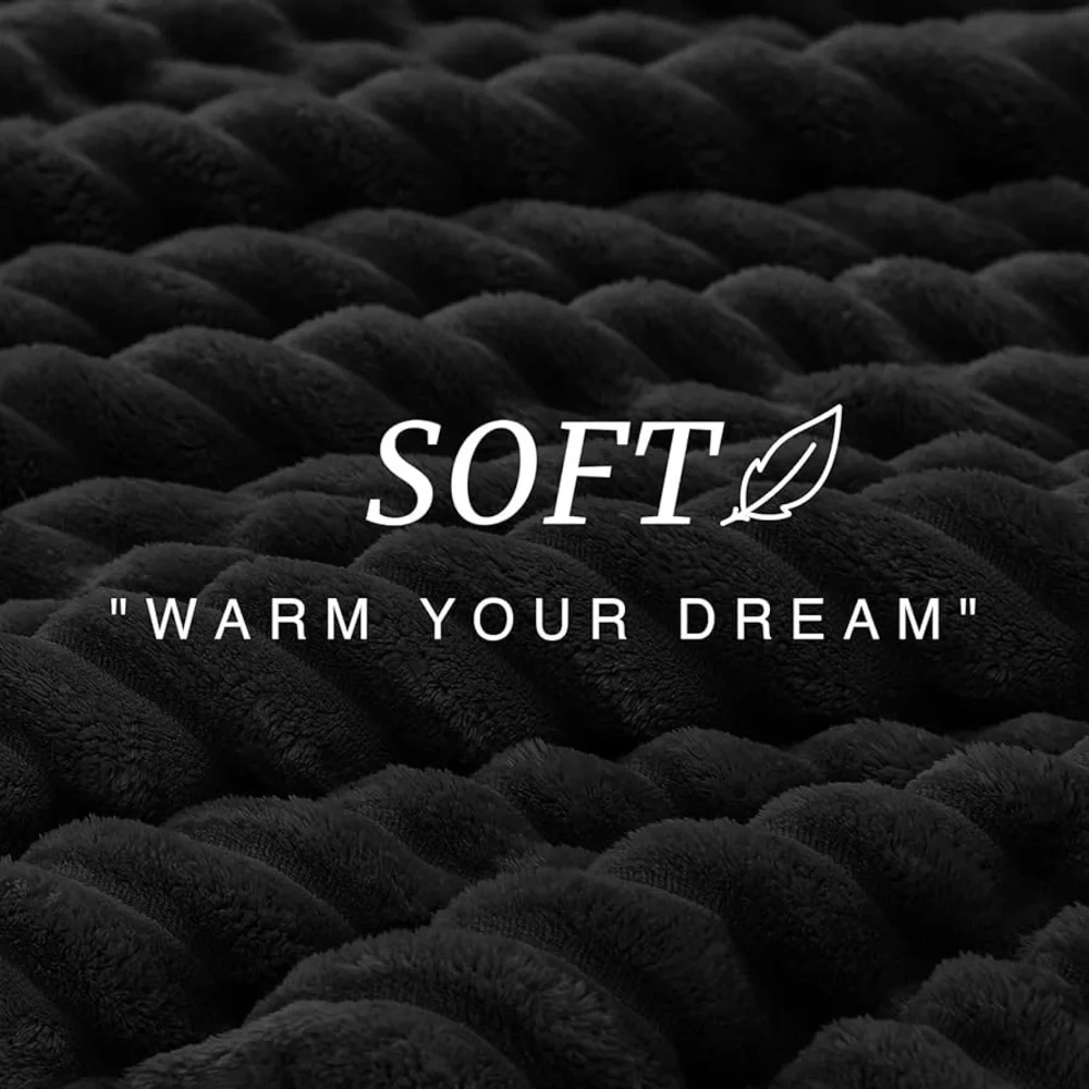 NWOT EXQ Home Fluffy Black Comforter & Pillowcase Set Twin Faux Fur Stripe